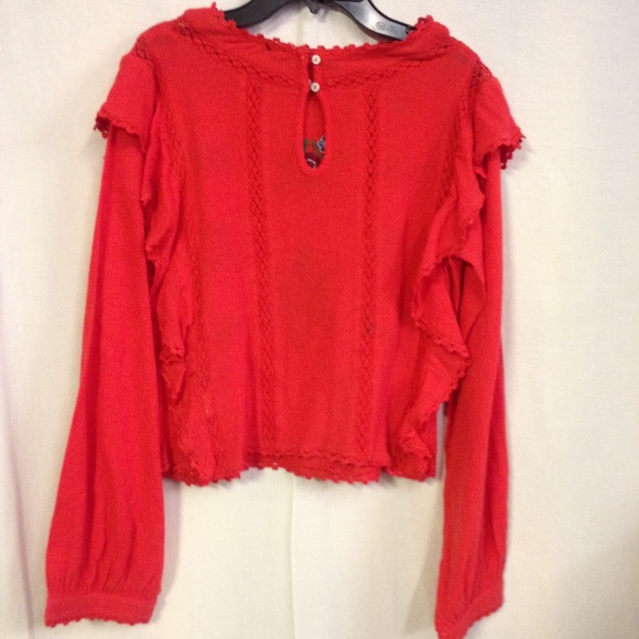 Free People The Amy Embroidered Long Sleeve Ruffl - Picture 2 of 6